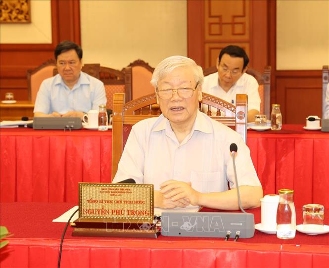 Tổng Bí thư, Chủ tịch nước Nguyễn Phú Trọng phát biểu chỉ đạo tại buổi làm việc